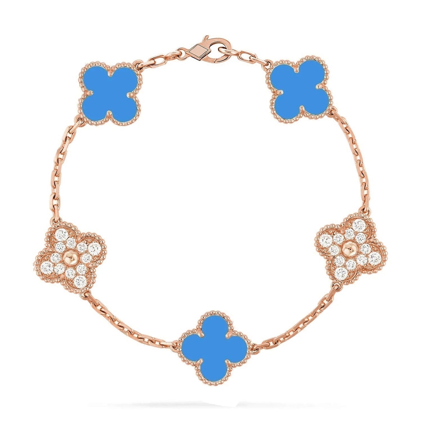 [Okajuri Jewelry] CLOVER 5 MOTIF BLUE AGATE BRACELET COLLECTION
