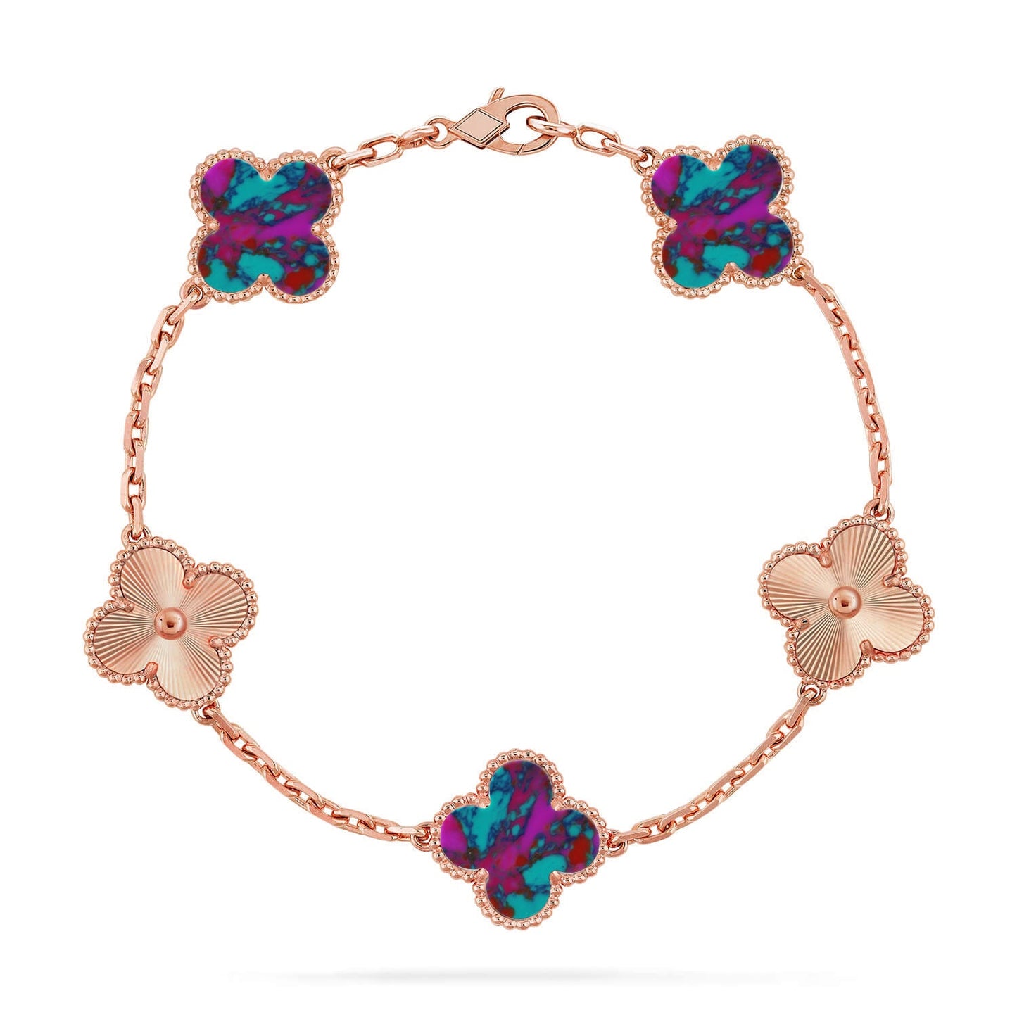 [Okajuri Jewelry]CLOVER 5 MOTIF COLOR GEMSTONES BRACELET COLLECTION