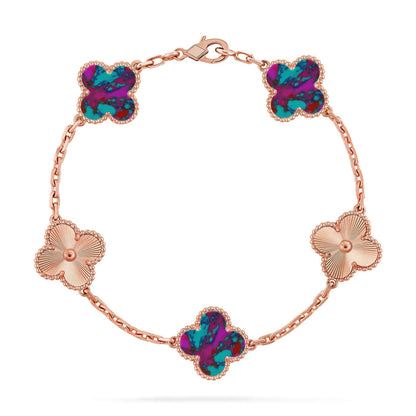 [Okajuri Jewelry]CLOVER 5 MOTIF COLOR GEMSTONES BRACELET COLLECTION