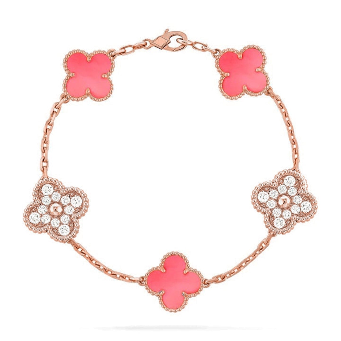 [Okajuri Jewelry]  CLOVER 5 MOTIFS  PINK MOP BRACELET COLLECTION