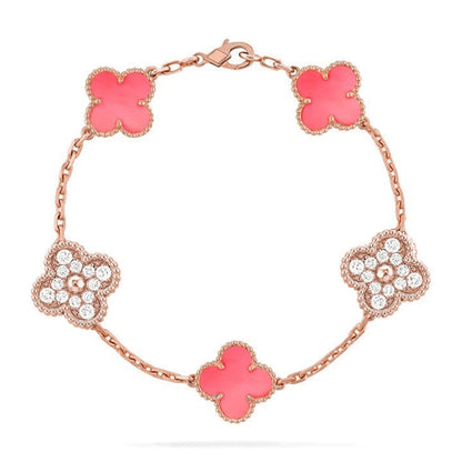 [Okajuri Jewelry]  CLOVER 5 MOTIFS  PINK MOP BRACELET COLLECTION