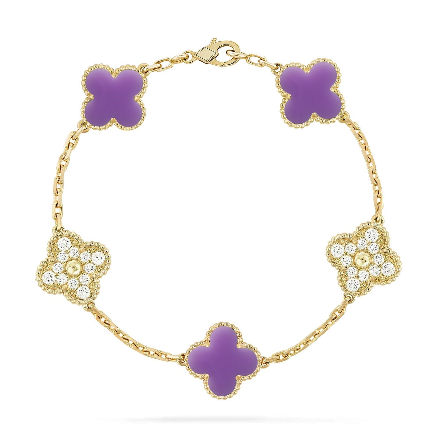 [Okajuri Jewelry] CLOVER 5 MOTIF LIGHT PURPLE BRACELET COLLECTION