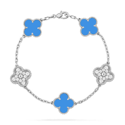 [Okajuri Jewelry] CLOVER 5 MOTIF BLUE AGATE BRACELET COLLECTION