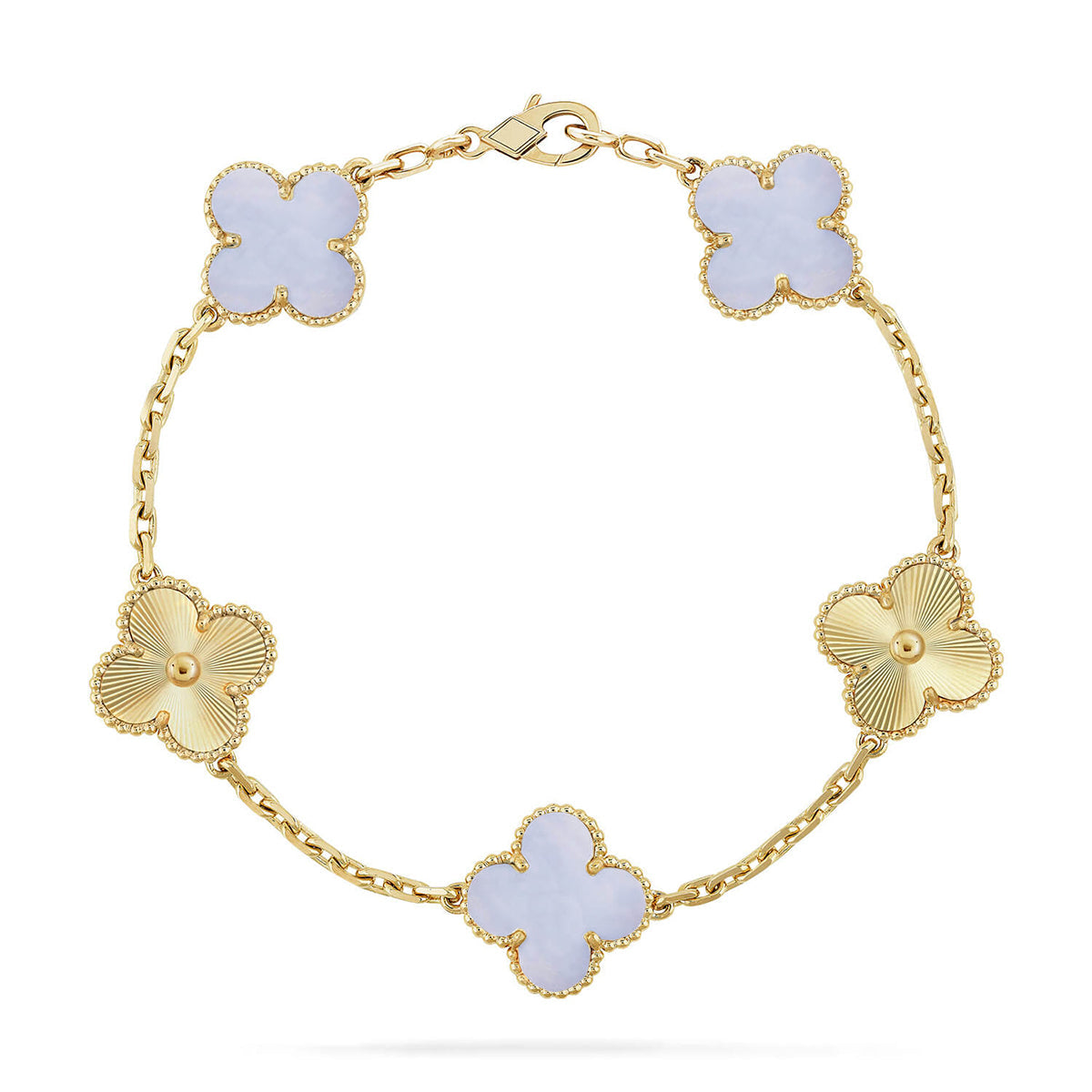 [Okajuri Jewelry] CLOVER 5 MOTIF PURPLE CHALCEDONY BRACELET COLLECTION