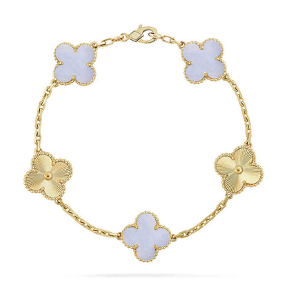 [Okajuri Jewelry] CLOVER 5 MOTIF PURPLE CHALCEDONY BRACELET COLLECTION