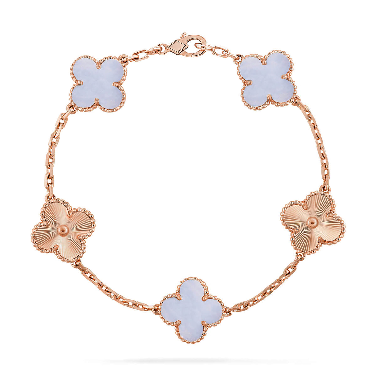[Okajuri Jewelry] CLOVER 5 MOTIF PURPLE CHALCEDONY BRACELET COLLECTION