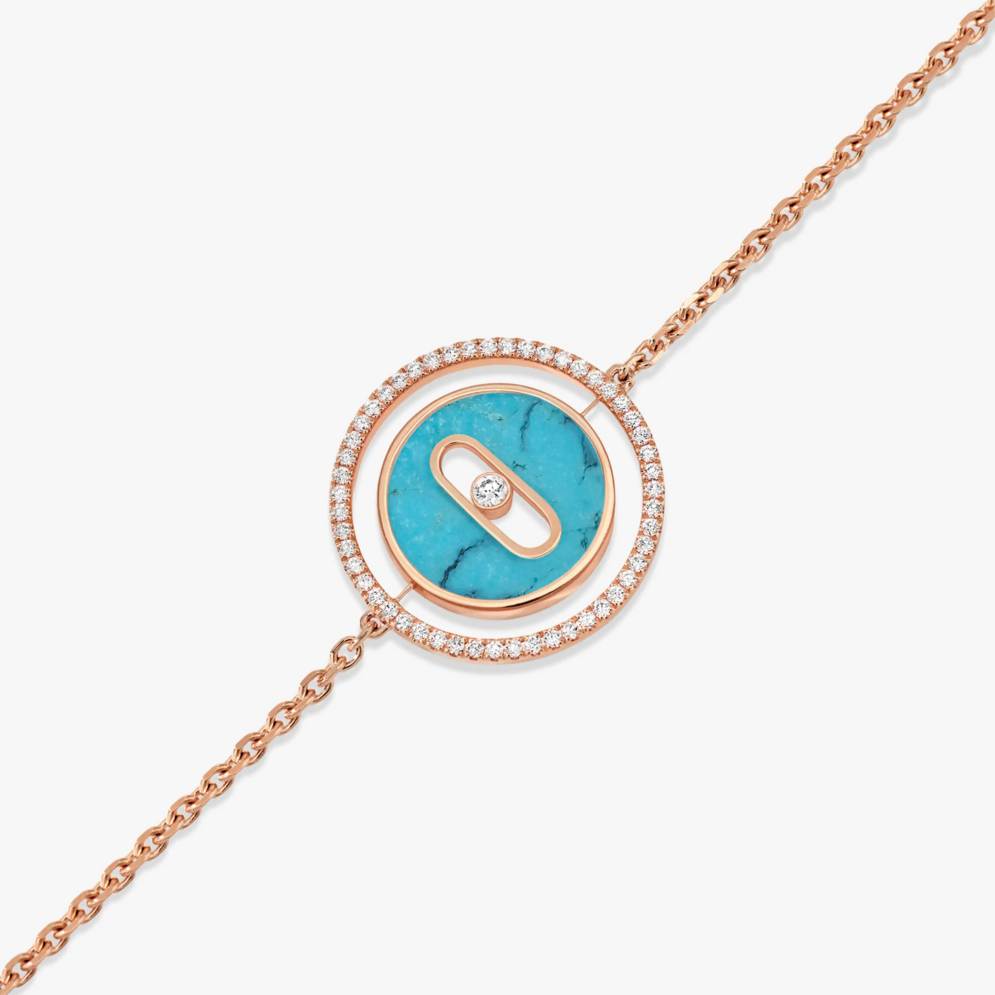 [Okajuri Jewelry]LUCKY MOVE TURQUOISE PINK GOLD DIAMOND BRACELET