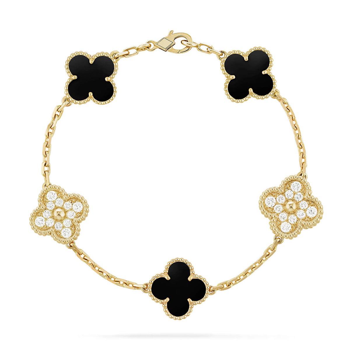 [Okajuri Jewelry] CLOVER 5 MOTIF ONYXS BRACELET COLLECTION