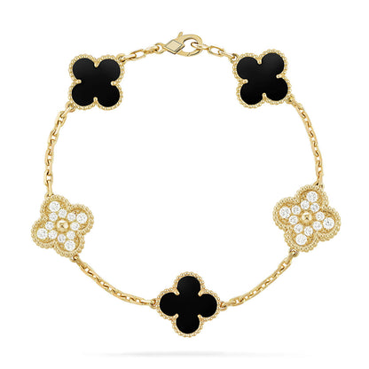 [Okajuri Jewelry] CLOVER 5 MOTIF ONYXS BRACELET COLLECTION