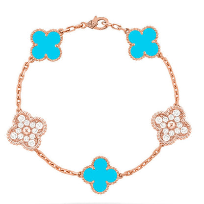 [Okajuri Jewelry]  CLOVER 5 MOTIF TURQUOISE BRACELET COLLECTION