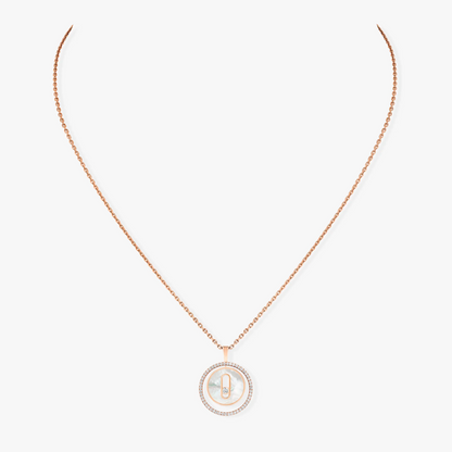 [Okajuri Jewelry]LUCKY MOVE 1 DIAMOND WHITE MOTHER OF PEARL PINK GOLD DIAMOND NECKLACE