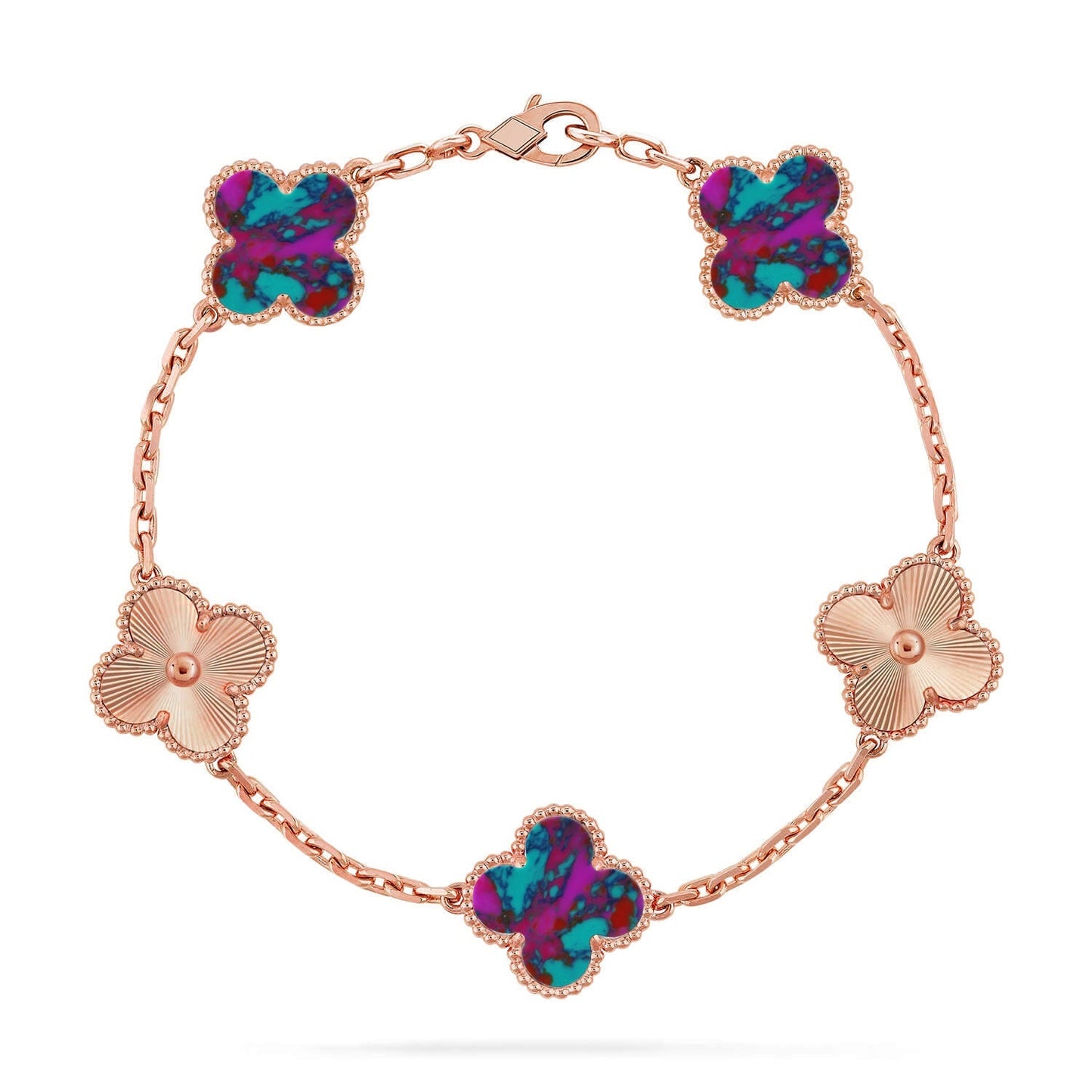 [Okajuri Jewelry] CLOVER 5 MOTIF COLOR GEMSTONES BRACELET COLLECTION