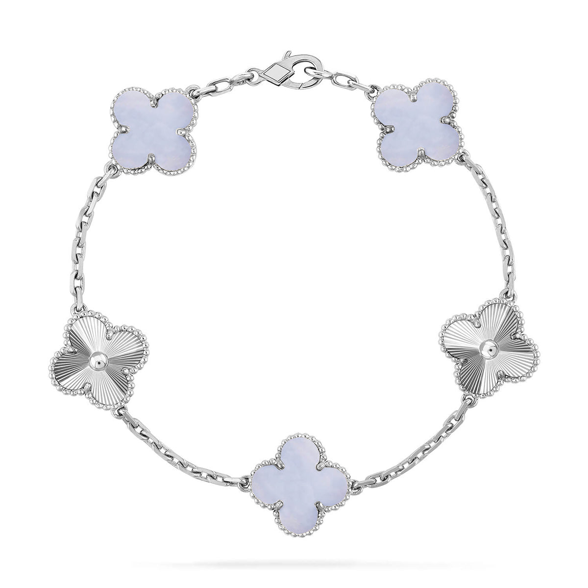 [Okajuri Jewelry] CLOVER 5 MOTIF PURPLE CHALCEDONY BRACELET COLLECTION