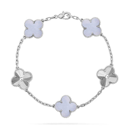 [Okajuri Jewelry] CLOVER 5 MOTIF PURPLE CHALCEDONY BRACELET COLLECTION