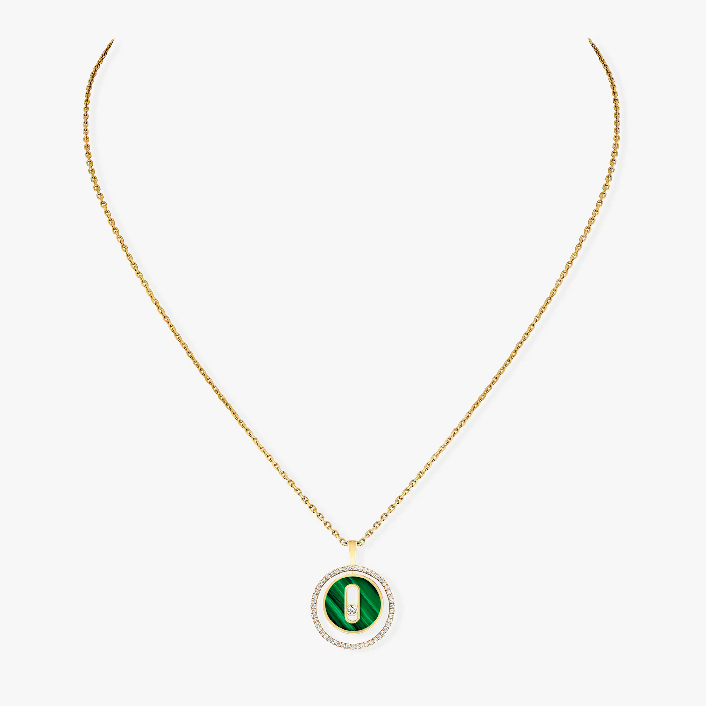 [Okajuri Jewelry]LUCKY MOVE 1 DIAMOND MALACHITE GOLD DIAMOND NECKLACE