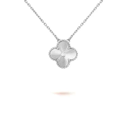 [Okajuri Jewelry]CLOVER  15MM DIAMOND LASER NECKLACE SILVER
