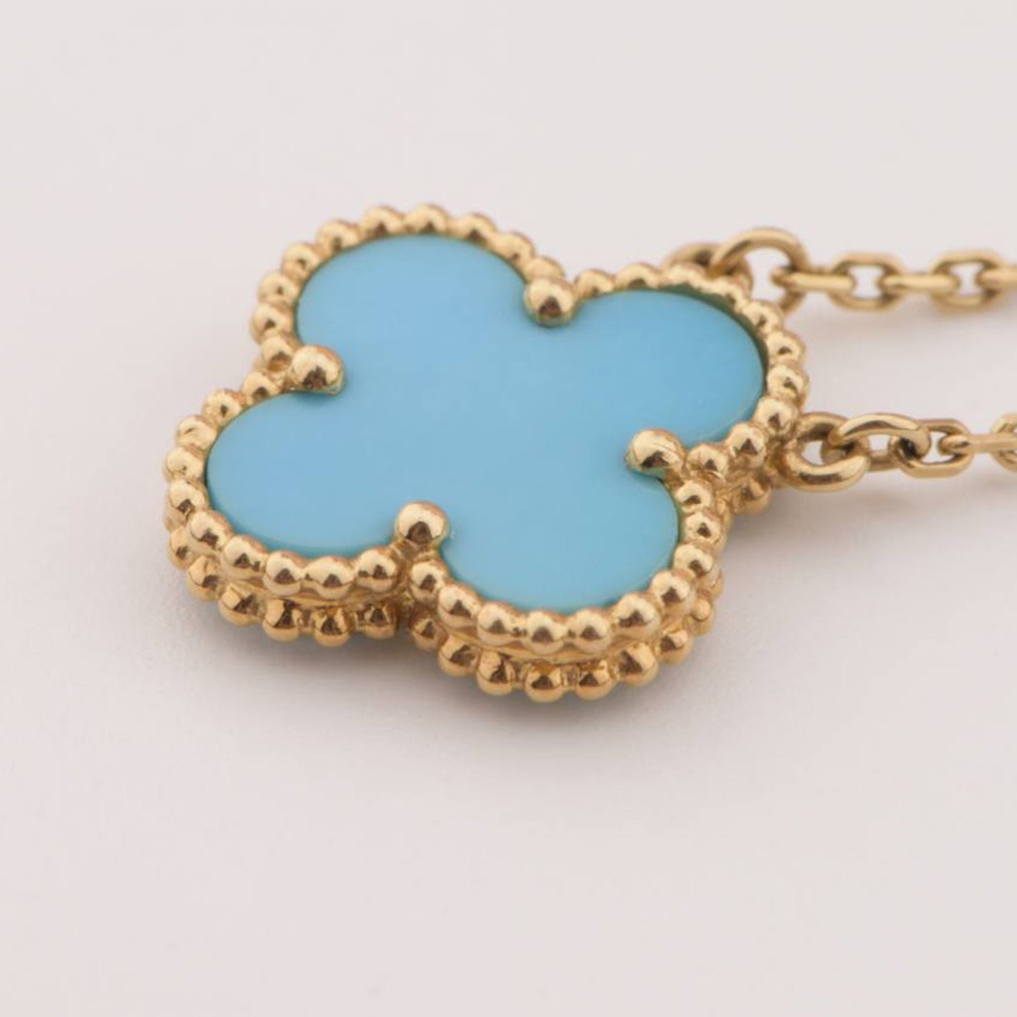 [Okajuri Jewelry]CLOVER 15MM VINTAGE TURQUOISE NECKLACE