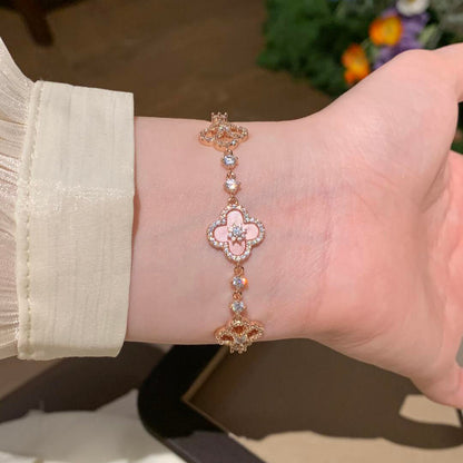 [Okajuri Jewelry] CLOVER 5 MOTIF PINK BLUE RED WHITE BRACELET