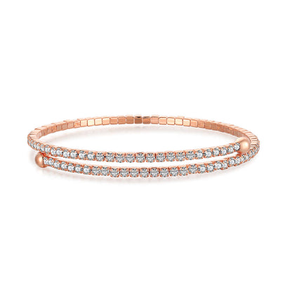[Okajuri Jewelry]Row of Diamonds Round Fashion Bracelet