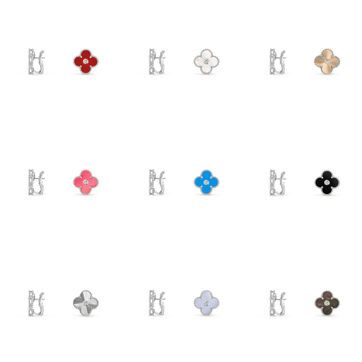 [Okajuri Jewelry] CLOVER SILVER 15MM MOP DIAMOND EARRINGS COLLECTION