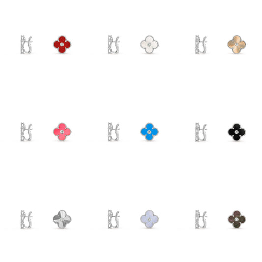 [Okajuri Jewelry] CLOVER SILVER 15MM MOP DIAMOND EARRINGS COLLECTION