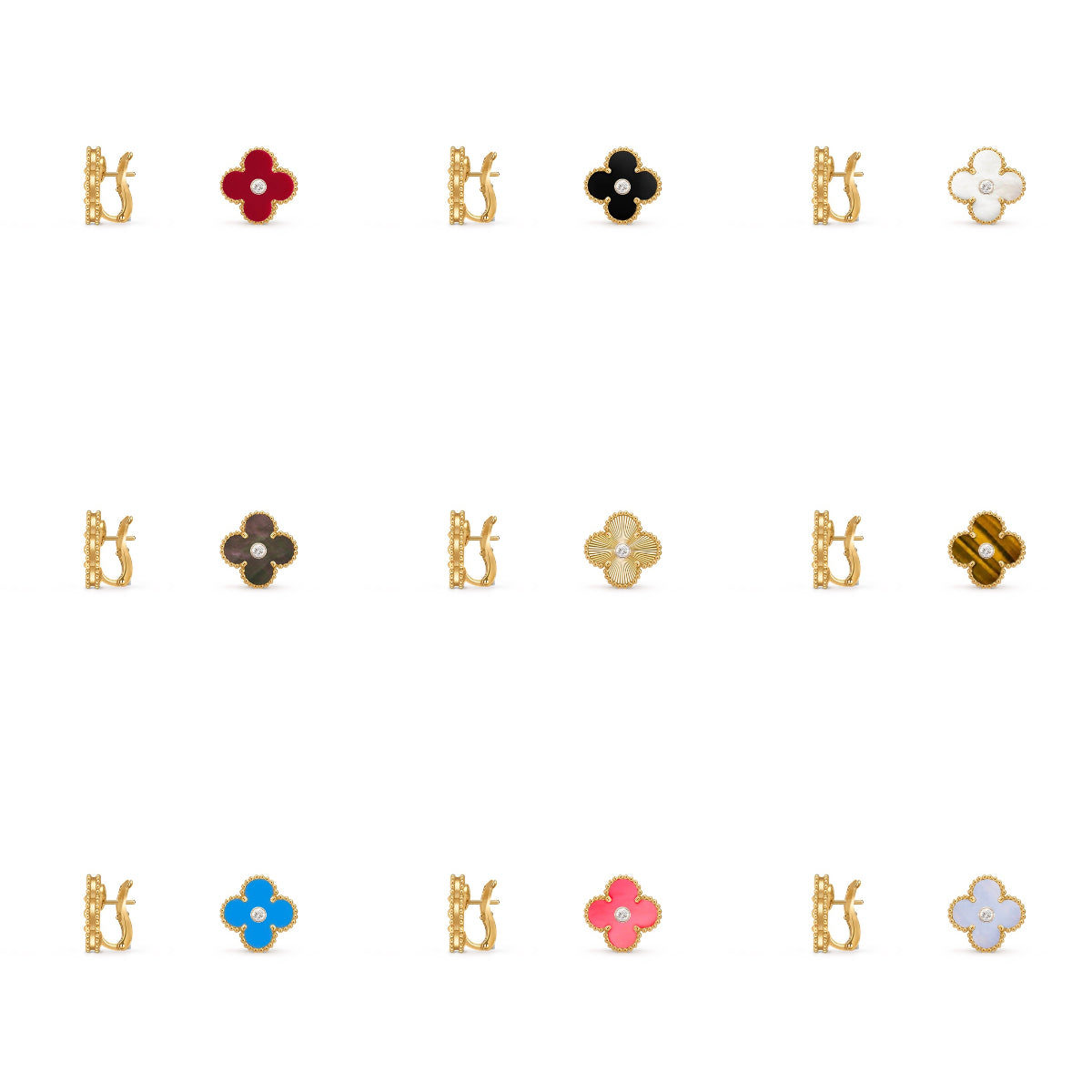 [Okajuri Jewelry] CLOVER 15MM MOP DIAMOND EARRINGS COLLECTION