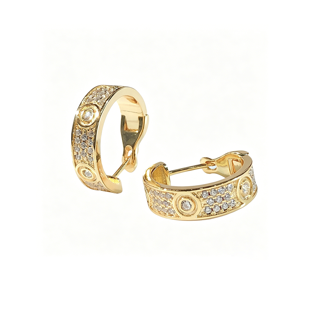 [Okajuri Jewelry] LOVE 5.5MM DIAMOND PAVED EARRINGS