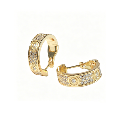 [Okajuri Jewelry] LOVE 5.5MM DIAMOND PAVED EARRINGS