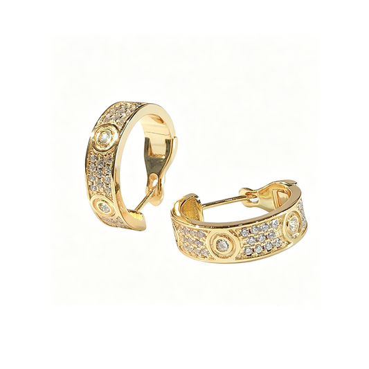 [Okajuri Jewelry] LOVE 5.5MM DIAMOND PAVED EARRINGS