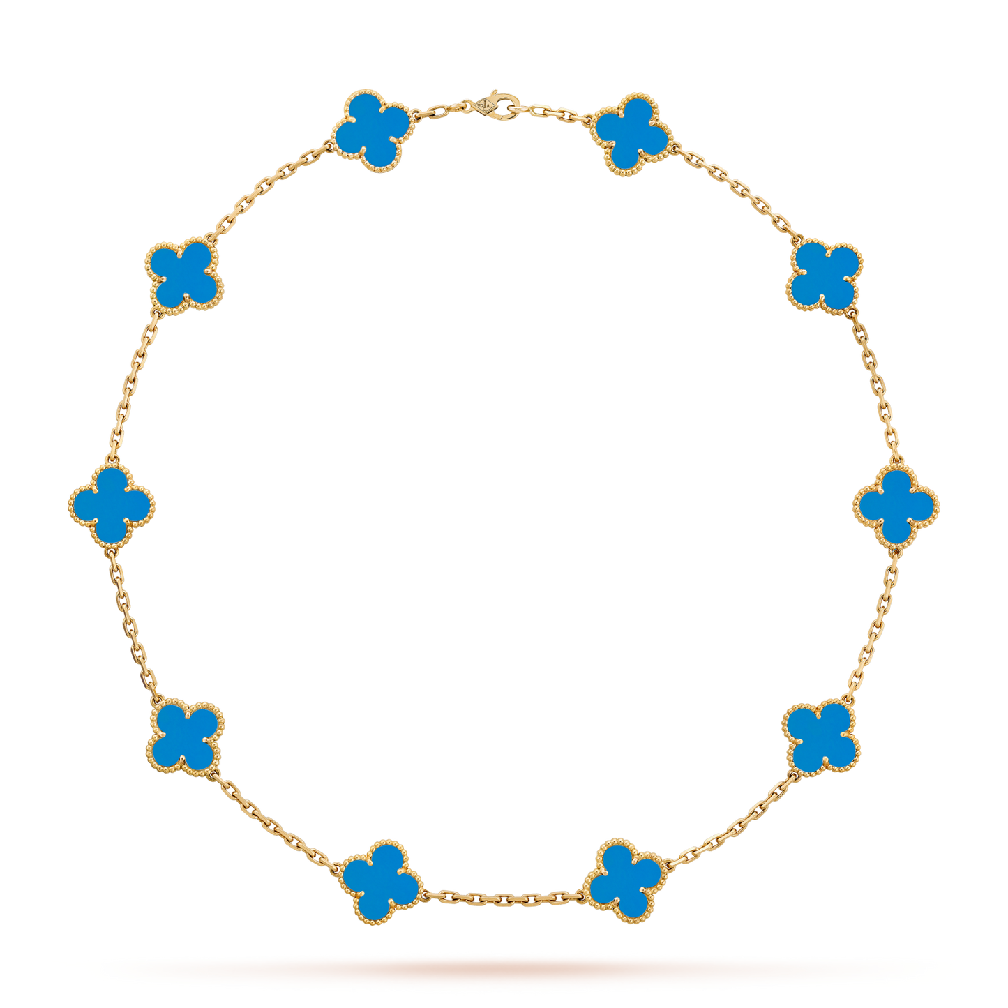 [Okajuri Jewelry] CLOVER 10 MOTIFS BLUE AGATE NECKLACE