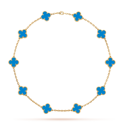 [Okajuri Jewelry] CLOVER 10 MOTIFS BLUE AGATE NECKLACE
