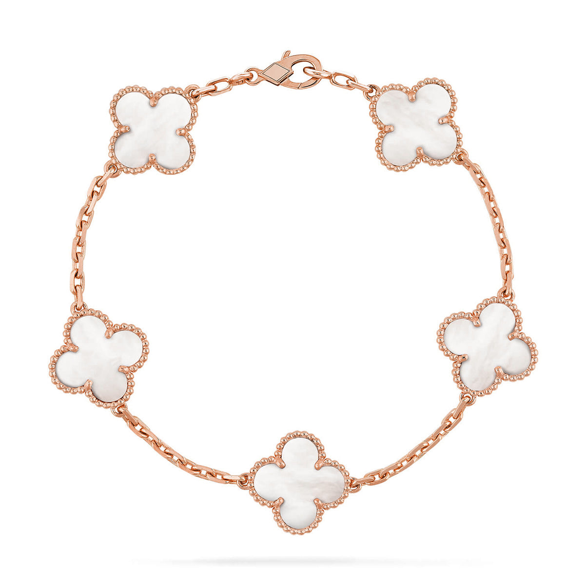 [Okajuri Jewelry]CLOVER WHITE PEARL MOP 5 MOTIF BRACELET COLLECTION