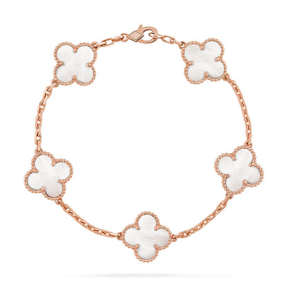 [Okajuri Jewelry]CLOVER WHITE PEARL MOP 5 MOTIF BRACELET COLLECTION