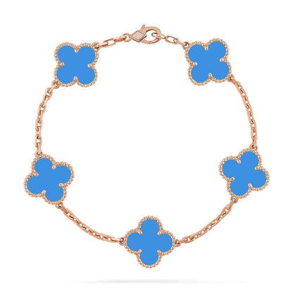 [Okajuri Jewelry] CLOVER 5 MOTIF BLUE AGATE BRACELET COLLECTION