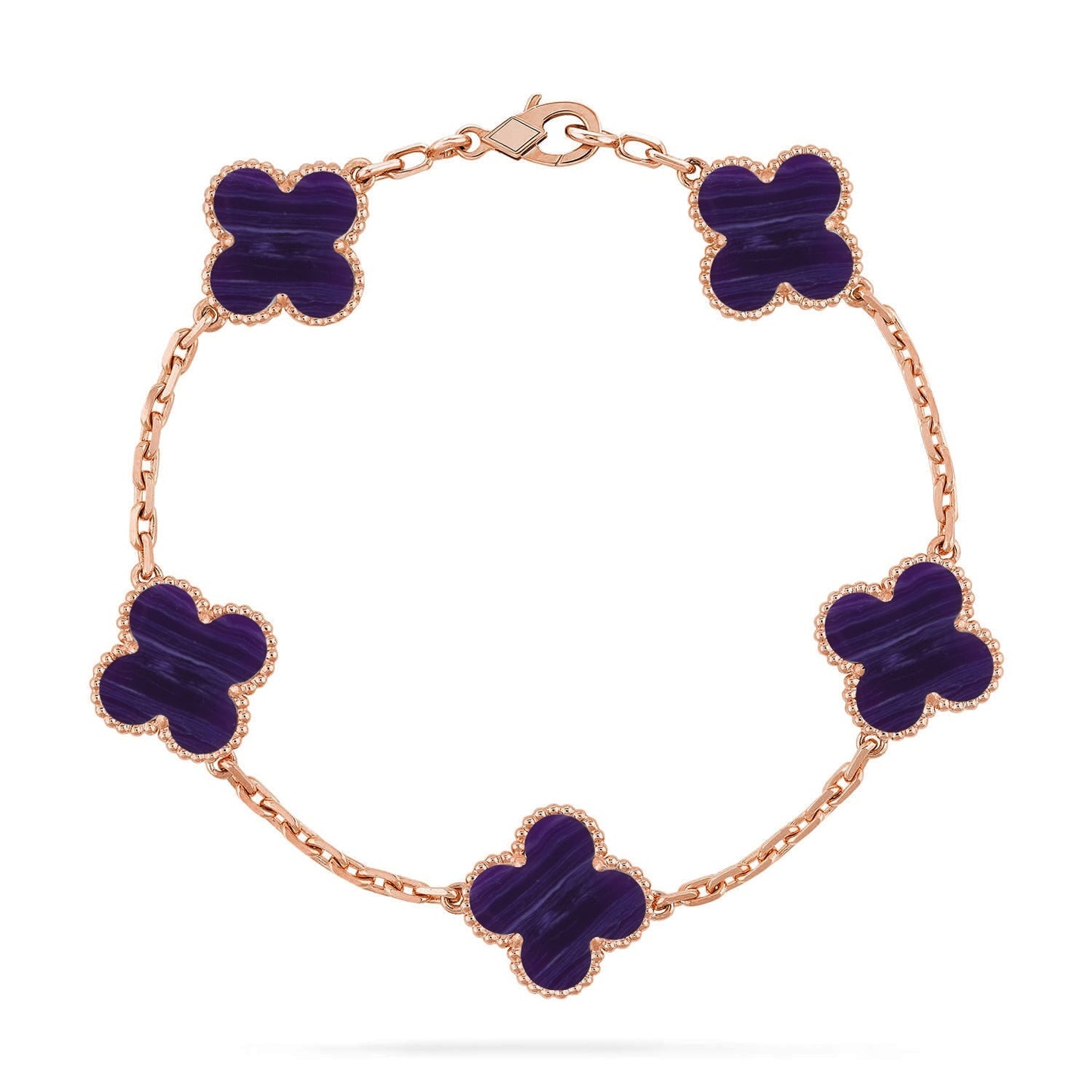 [Okajuri Jewelry] CLOVER 5 MOTIF PURPLE STRIPES BRACELET COLLECTION