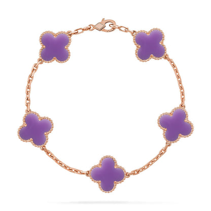 [Okajuri Jewelry] CLOVER 5 MOTIF LIGHT PURPLE BRACELET COLLECTION