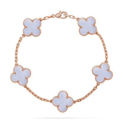 [Okajuri Jewelry] CLOVER 5 MOTIF PURPLE CHALCEDONY BRACELET COLLECTION
