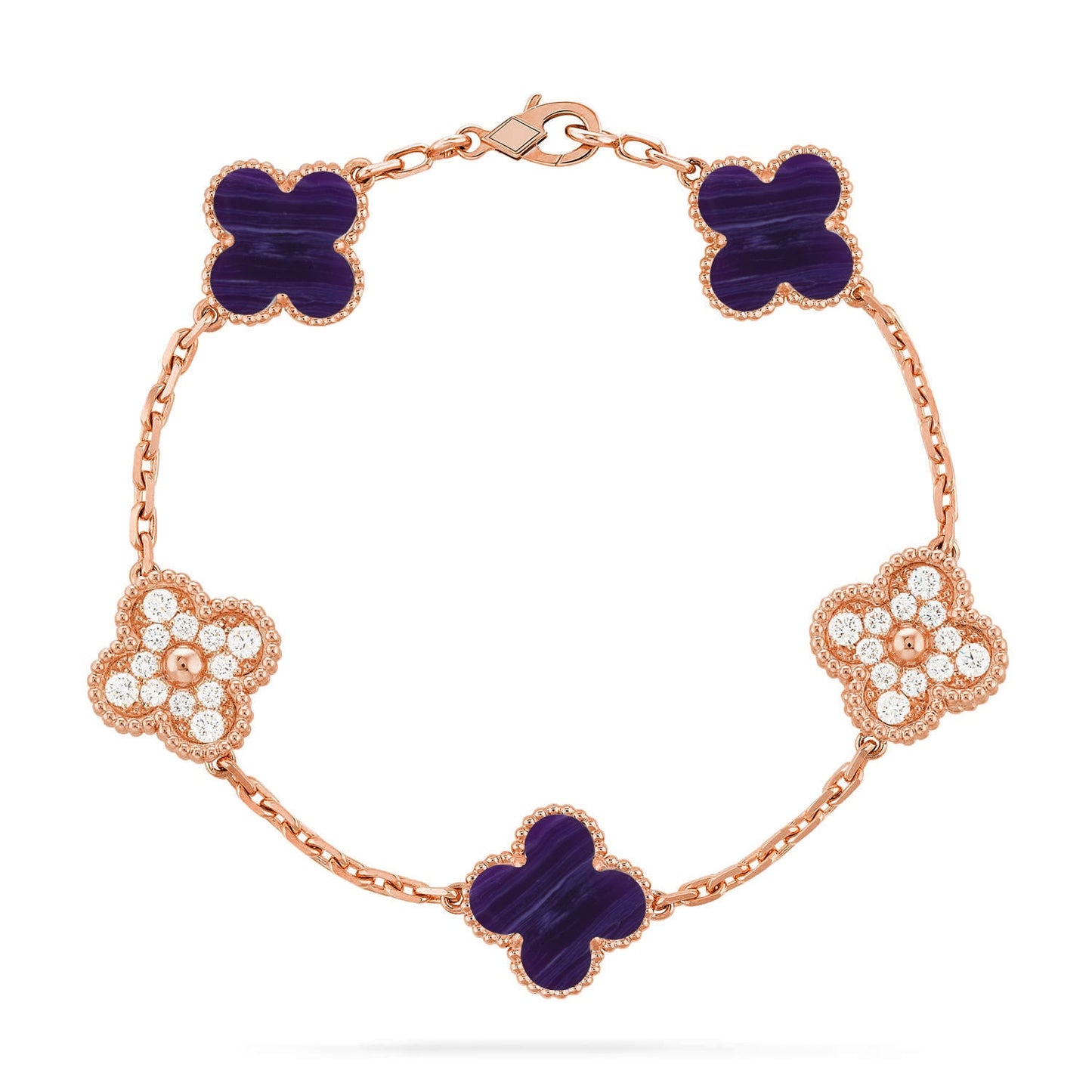 [Okajuri Jewelry]CLOVER 5 MOTIF PURPLE STRIPES BRACELET COLLECTION