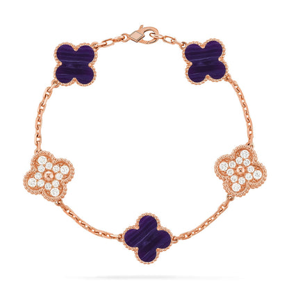 [Okajuri Jewelry]CLOVER 5 MOTIF PURPLE STRIPES BRACELET COLLECTION