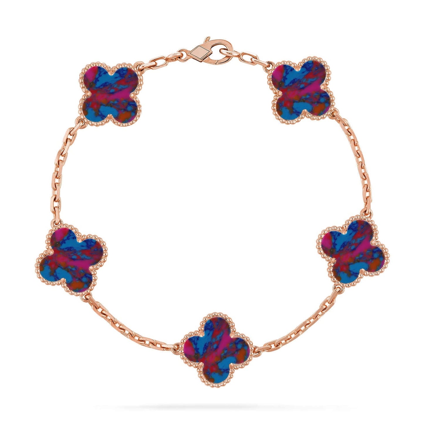 [Okajuri Jewelry] CLOVER 5 MOTIF COLOR GEMSTONES BRACELET COLLECTION