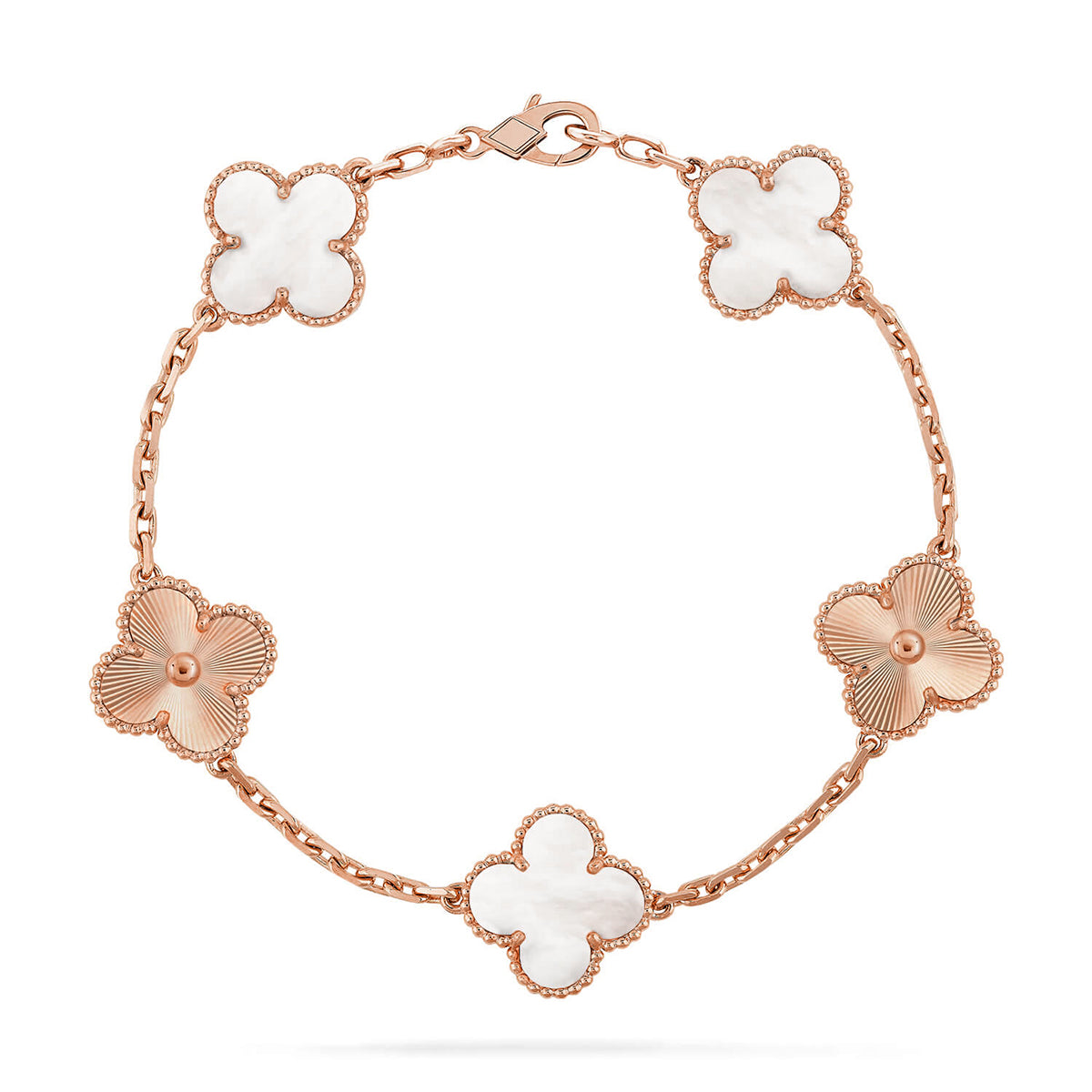 [Okajuri Jewelry]CLOVER WHITE PEARL MOP 5 MOTIF BRACELET COLLECTION