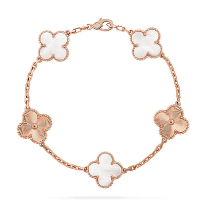 [Okajuri Jewelry]CLOVER WHITE PEARL MOP 5 MOTIF BRACELET COLLECTION