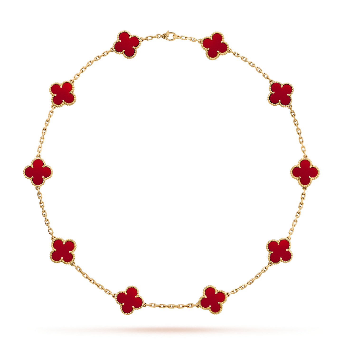[Okajuri Jewelry]CLOVER 10 MOTIFS CARNELIAN NECKLACE