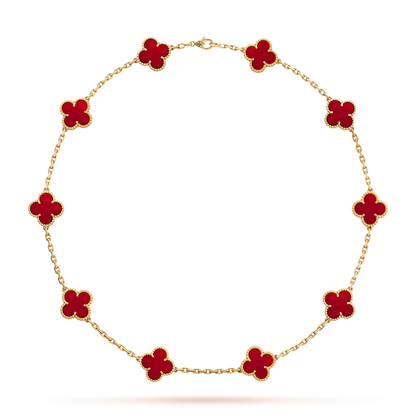 [Okajuri Jewelry]CLOVER 10 MOTIFS CARNELIAN NECKLACE