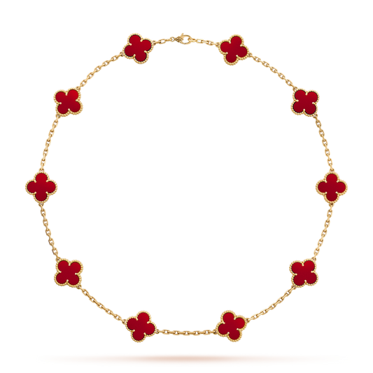 [Okajuri Jewelry]CLOVER 10 MOTIFS CARNELIAN NECKLACE