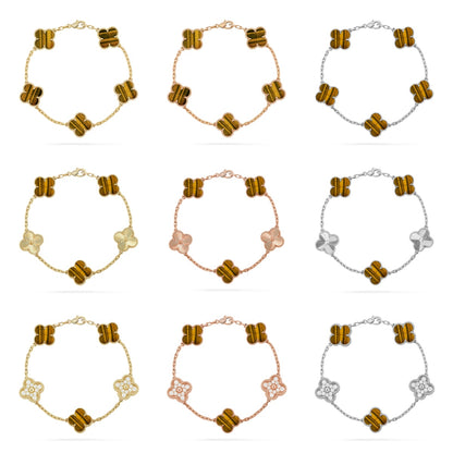 [Okajuri Jewelry] CLOVER 5 MOTIFS TIGER EYE BRACELET COLLECTION