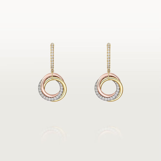 [Okajuri Jewelry] TRINITY HALF DIAMOND  EARRINGS