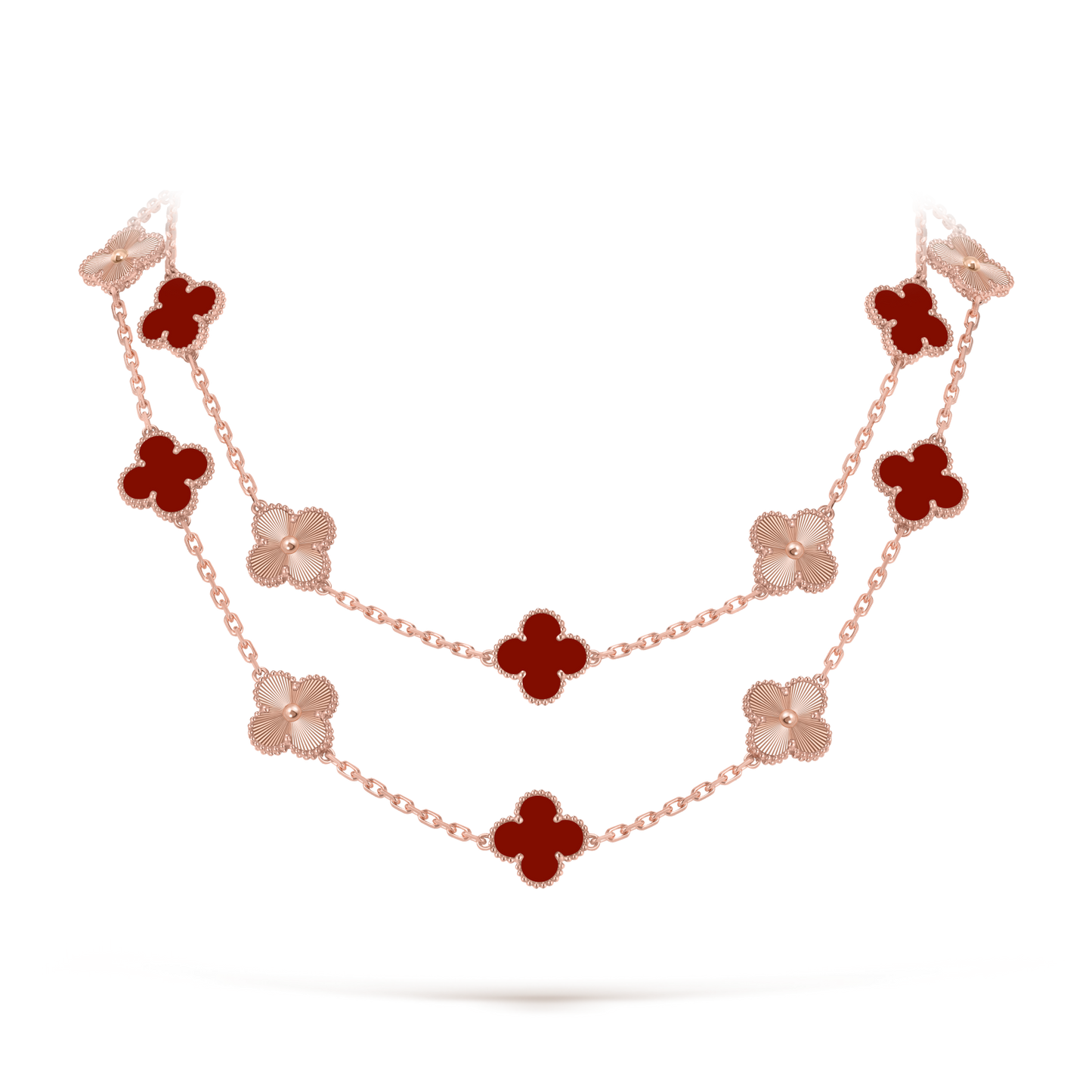 [Okajuri Jewelry] CLOVER 20 MOTIFS LASER CARNELIAN NECKLACE