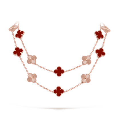 [Okajuri Jewelry] CLOVER 20 MOTIFS LASER CARNELIAN NECKLACE