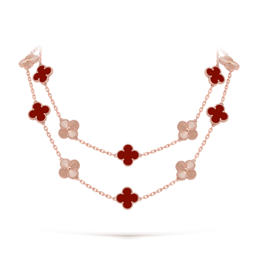 [Okajuri Jewelry] CLOVER 20 MOTIFS LASER CARNELIAN NECKLACE